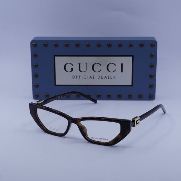 Gucci GG1683O 003 Cat Eye Eyeglasses - Dark Havana 53mm - Picture 1 of 10